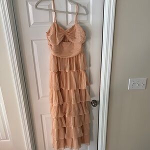 Lulu's Apricot Chiffon Dress